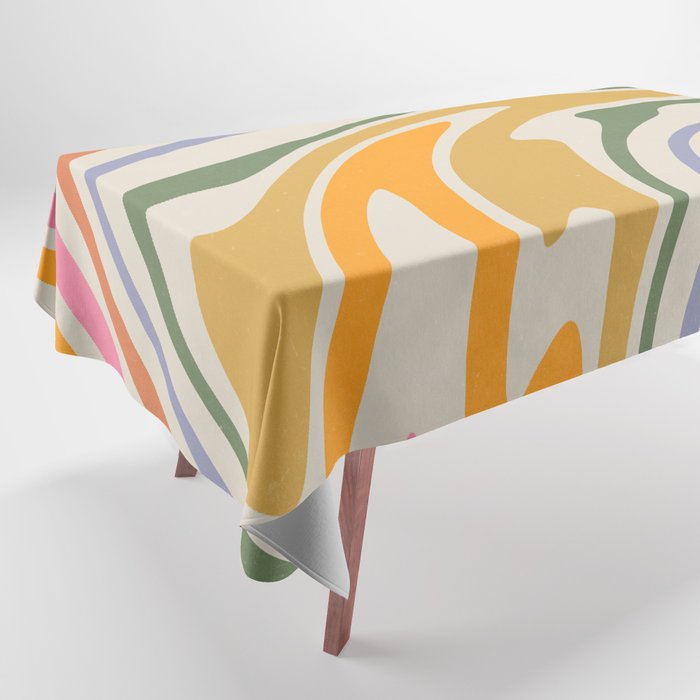 Rainbow Swirl Abstract Retro 70s  Tablecloth Gallery Image 1