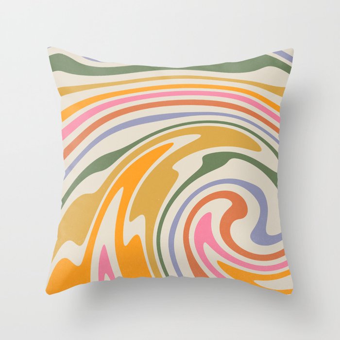 Rainbow Swirl Abstract Retro 70s  Throw Pillow Gallery Image 6