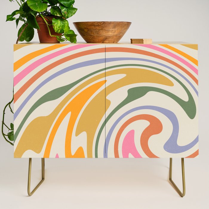 Rainbow Swirl Abstract Retro 70s  Credenza Gallery Image 1