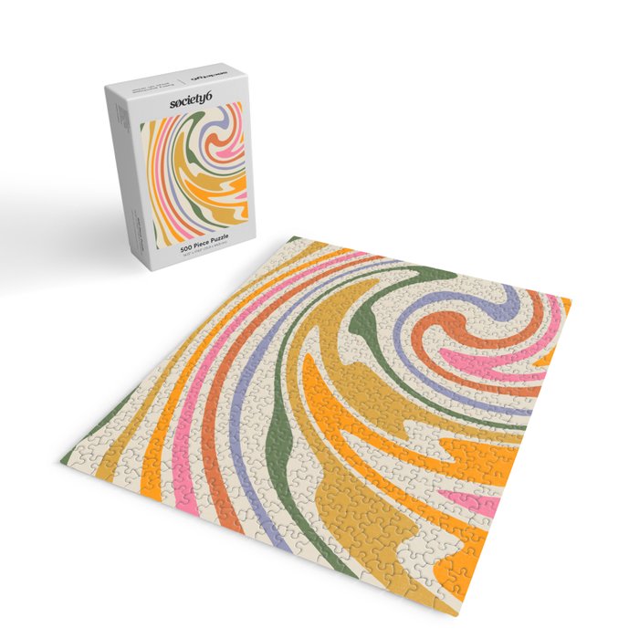 Rainbow Swirl Abstract Retro 70s  Jigsaw Puzzle Gallery Image 2