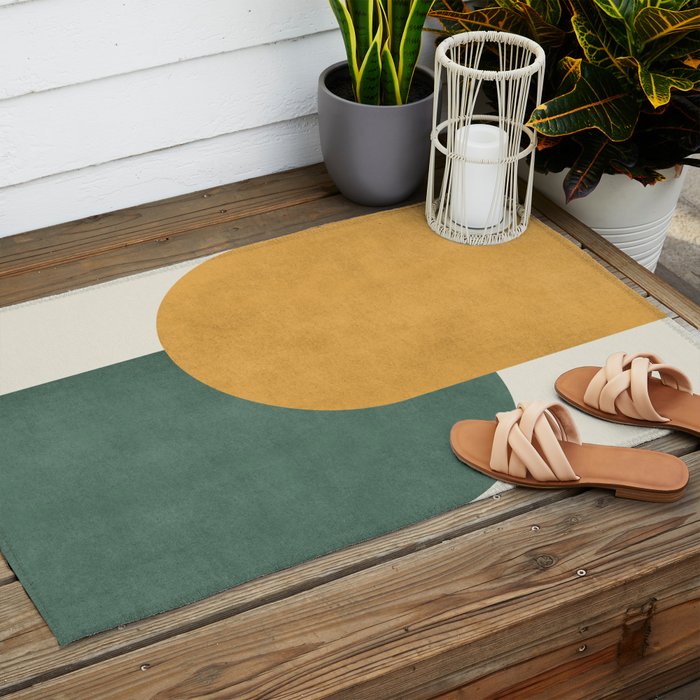 Halfmoon Colorblock 2 - Gold Green  Outdoor Rug Gallery Image 2