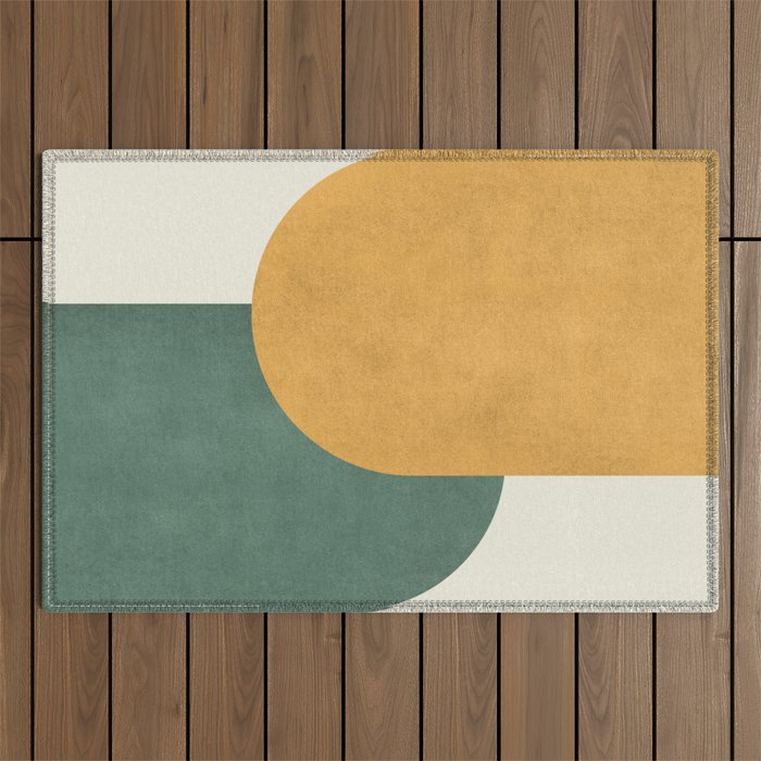 Halfmoon Colorblock 2 - Gold Green  Outdoor Rug Gallery Image 1