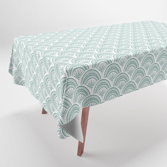 Coastal Deco . Teal Tablecloth Gallery Image 1