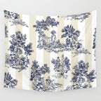 Toile de Jouy Vintage French Lovers Beige Cream & White Stripe Wall Tapestry Gallery Image 4
