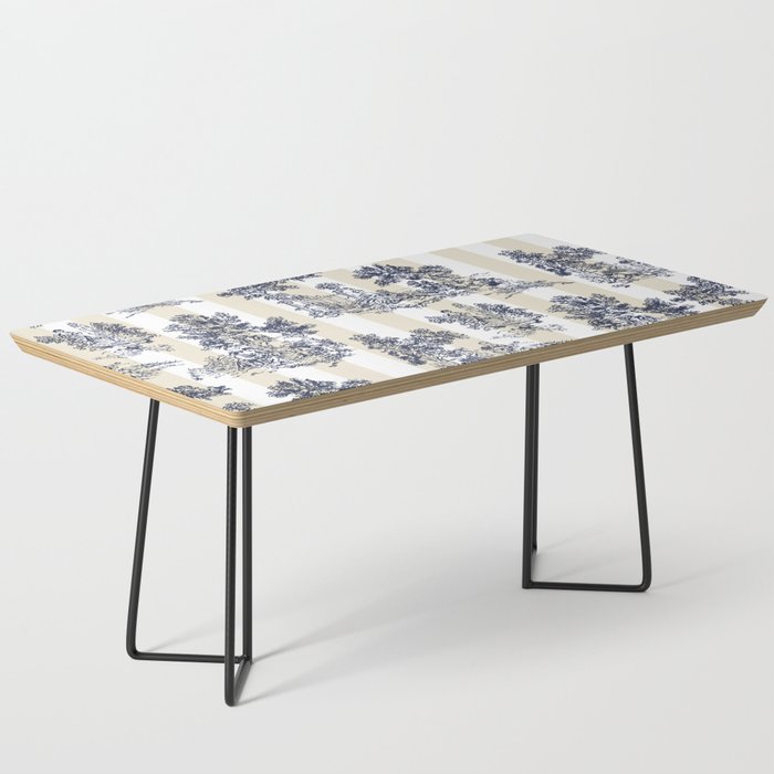 Toile de Jouy Vintage French Lovers Beige Cream & White Stripe Coffee Table Gallery Image 1
