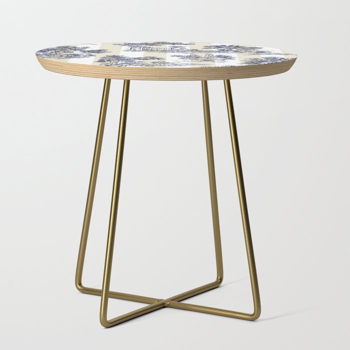 Toile de Jouy Vintage French Lovers Beige Cream & White Stripe Side Table Gallery Image 1