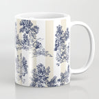 Toile de Jouy Vintage French Lovers Beige Cream & White Stripe Coffee Mug Gallery Image 1