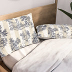 Toile de Jouy Vintage French Lovers Beige Cream & White Stripe Pillow Sham Gallery Image 2
