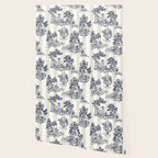 Toile de Jouy Vintage French Lovers Beige Cream & White Stripe Wallpaper Gallery Image 2