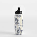 Toile de Jouy Vintage French Lovers Beige Cream & White Stripe Water Bottle Gallery Image 2