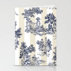 Toile de Jouy Vintage French Lovers Beige Cream & White Stripe Stationery Card Gallery Image 2