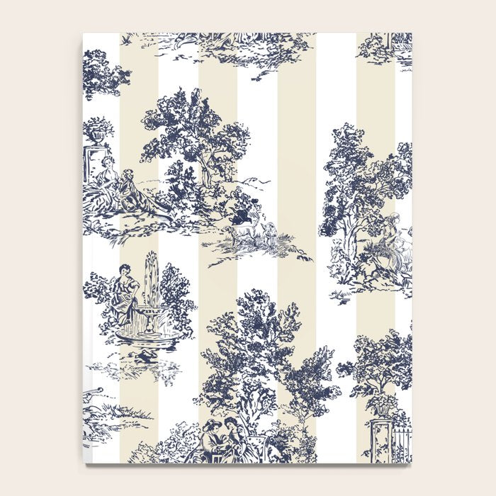 Toile de Jouy Vintage French Lovers Beige Cream & White Stripe Notebook Gallery Image 4