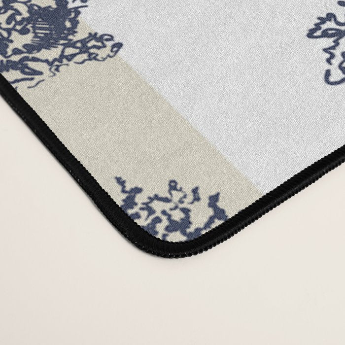 Toile de Jouy Vintage French Lovers Beige Cream & White Stripe Desk Mat Gallery Image 4