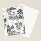 Toile de Jouy Vintage French Lovers Beige Cream & White Stripe Stationery Card Gallery Image 2