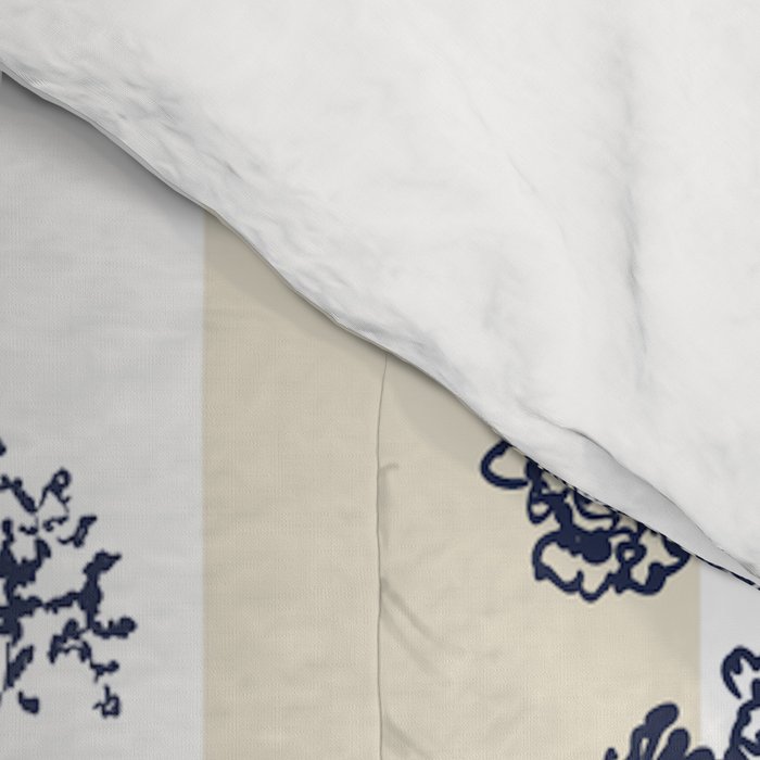Toile de Jouy Vintage French Lovers Beige Cream & White Stripe Comforter Gallery Image 4
