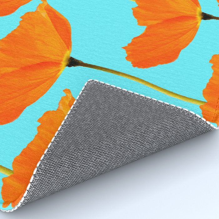 Poppies On A Turquoise Background #decor #society6 #buyart Rug Gallery Image 4