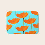 Poppies On A Turquoise Background #decor #society6 #buyart Bath Mat Gallery Image 1
