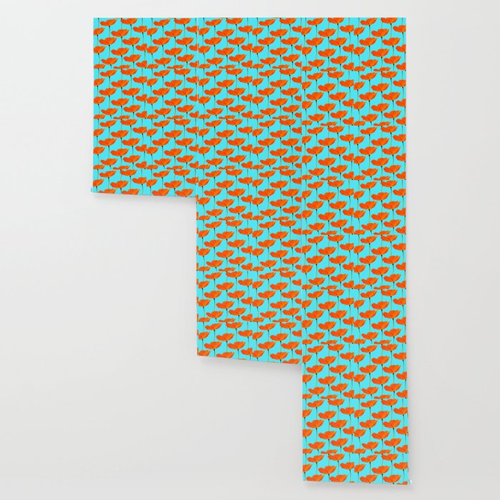 Poppies On A Turquoise Background #decor #society6 #buyart Wallpaper Gallery Image 3