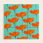 Poppies On A Turquoise Background #decor #society6 #buyart Wood Wall Art Gallery Image 1
