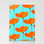 Poppies On A Turquoise Background #decor #society6 #buyart Stationery Card Gallery Image 2