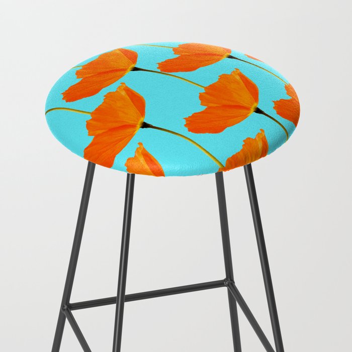 Poppies On A Turquoise Background #decor #society6 #buyart Stool Gallery Image 2