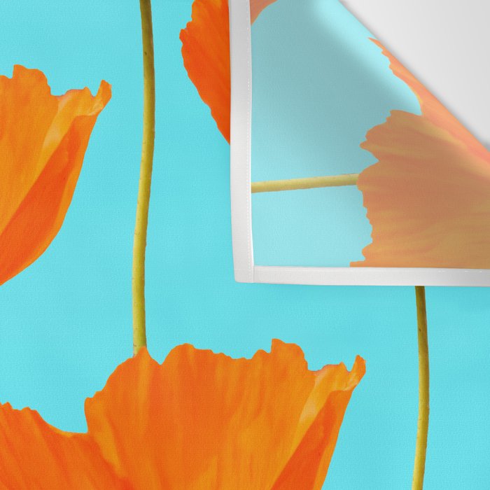 Poppies On A Turquoise Background #decor #society6 #buyart Wall Tapestry Gallery Image 3