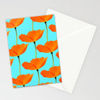 Poppies On A Turquoise Background #decor #society6 #buyart Stationery Card Gallery Image 2