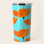 Poppies On A Turquoise Background #decor #society6 #buyart Travel Mug Gallery Image 1