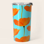 Poppies On A Turquoise Background #decor #society6 #buyart Travel Mug Gallery Image 2