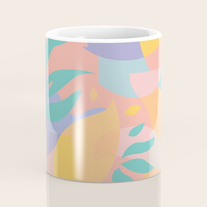 Lemons in Amalfi / Abstract shapes, Pink, Turquoise, Yellow, Lavender Coffee Mug Gallery Image 4