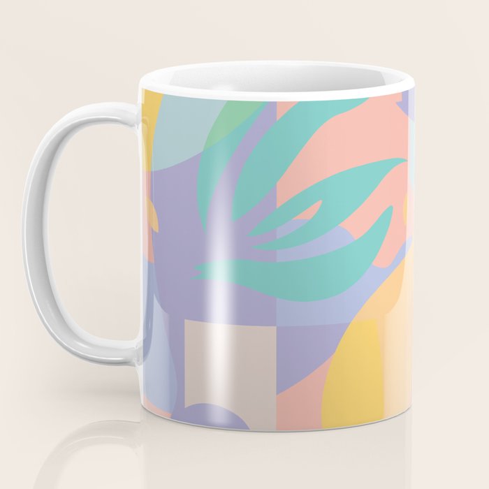 Lemons in Amalfi / Abstract shapes, Pink, Turquoise, Yellow, Lavender Coffee Mug Gallery Image 3