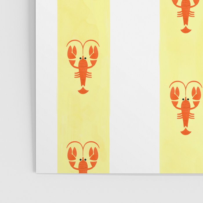 Red Lobsters On Hand-Painted Sunny Yellow Stripes Poster Gallery Image 3