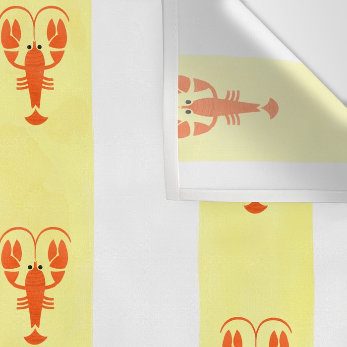 Red Lobsters On Hand-Painted Sunny Yellow Stripes Wall Tapestry Gallery Image 3
