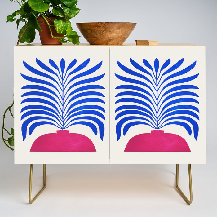 THE VASE 01: Cerise & Persian Blue Leaves Credenza Gallery Image 1