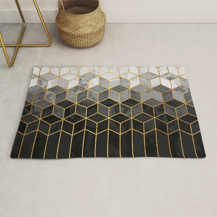 Black and White Gradient Cubes Rug Gallery Image 1