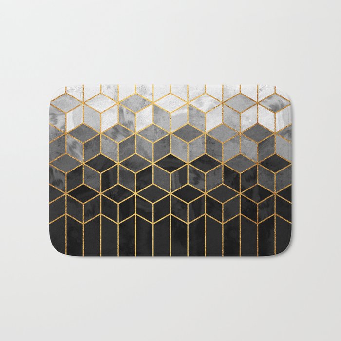 Black and White Gradient Cubes Bath Mat Gallery Image 1