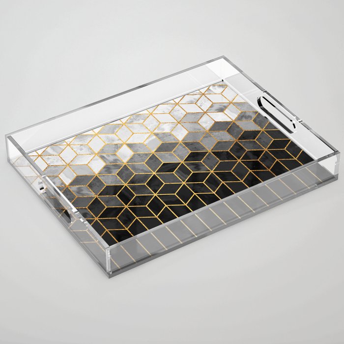 Black and White Gradient Cubes Acrylic Tray Gallery Image 1