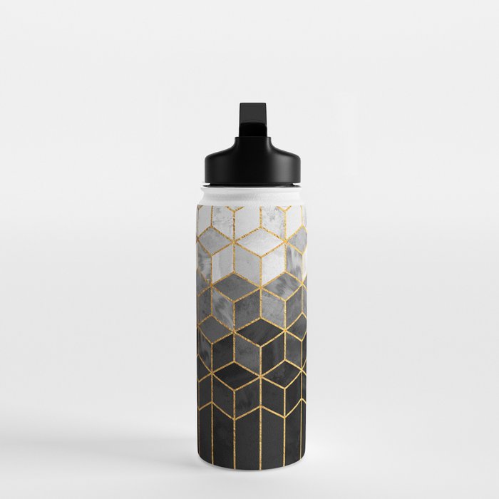 Black and White Gradient Cubes Water Bottle Gallery Image 3