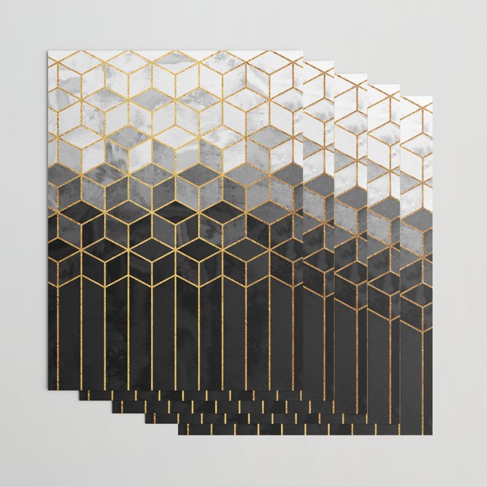 Black and White Gradient Cubes Wrapping Paper Gallery Image 3