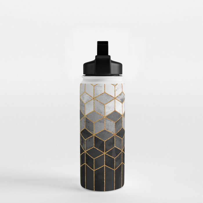 Black and White Gradient Cubes Water Bottle Gallery Image 2