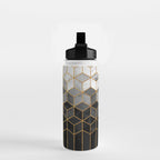 Black and White Gradient Cubes Water Bottle Gallery Image 2