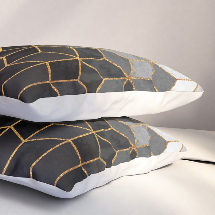 Black and White Gradient Cubes Pillow Sham Gallery Image 3