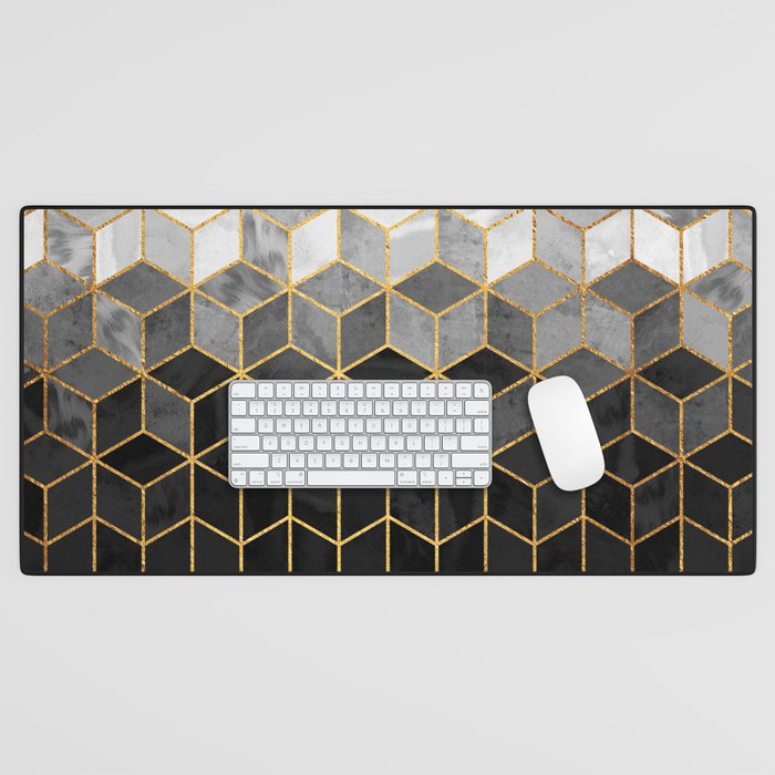 Black and White Gradient Cubes Desk Mat Gallery Image 1