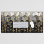 Black and White Gradient Cubes Desk Mat Gallery Image 1