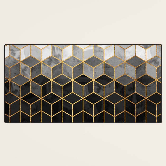 Black and White Gradient Cubes Desk Mat Gallery Image 3