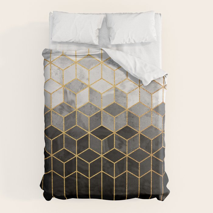 Black and White Gradient Cubes Duvet Cover Gallery Image 1