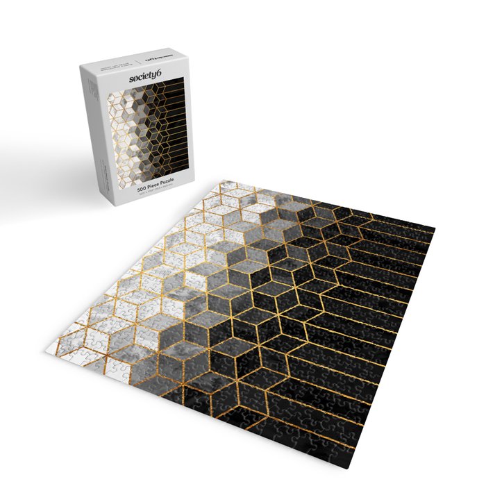 Black and White Gradient Cubes Jigsaw Puzzle Gallery Image 2