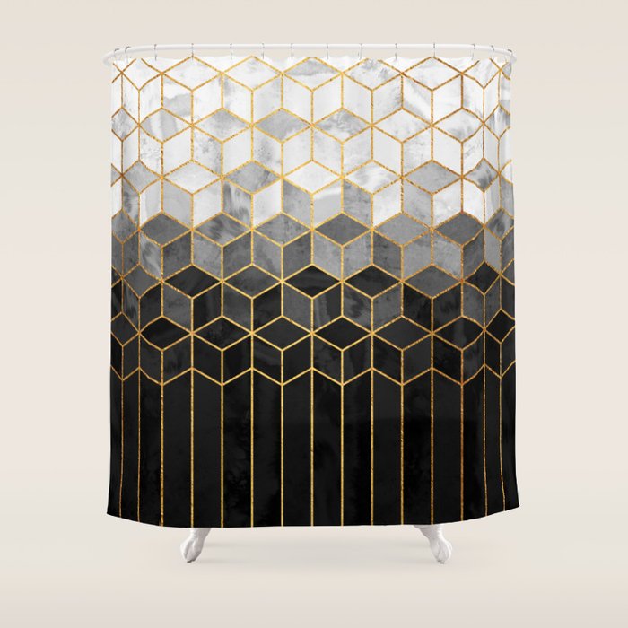 Black and White Gradient Cubes Shower Curtain Gallery Image 1