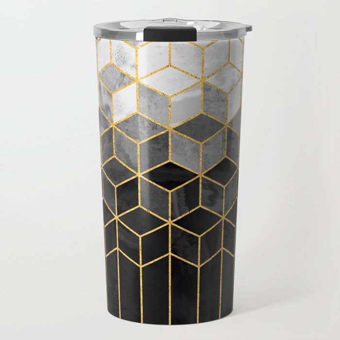 Black and White Gradient Cubes Travel Mug Gallery Image 1