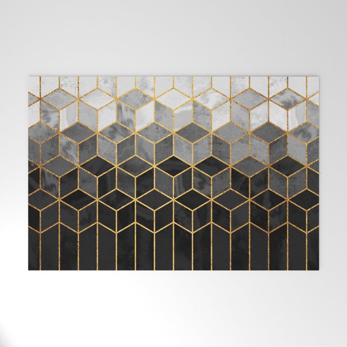Black and White Gradient Cubes Welcome Mat Gallery Image 1